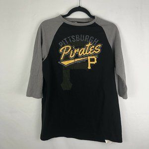 MLB T-Shirt Unisex M Black Gray Raglan Sleeve Pittsburgh Pirates